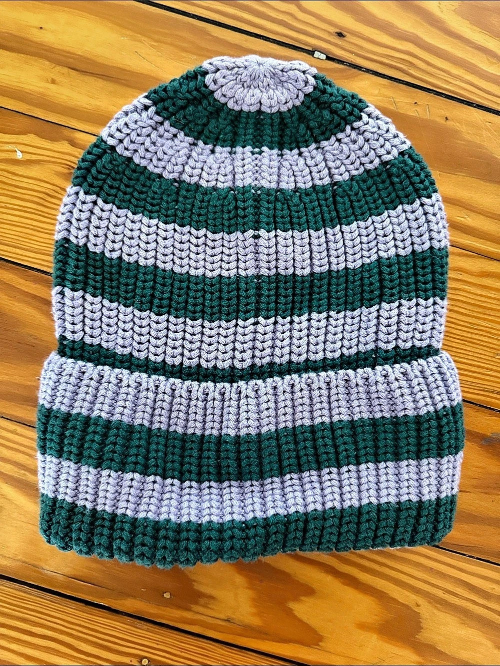 Hanna Andersson Striped Knit Hat Green & Purple Large Like New